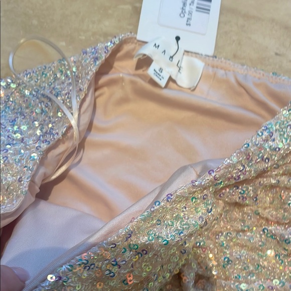 Sequin Mini Skirt size Small Champagne Sparkly Glitter Prom After Party - Picture 8 of 17